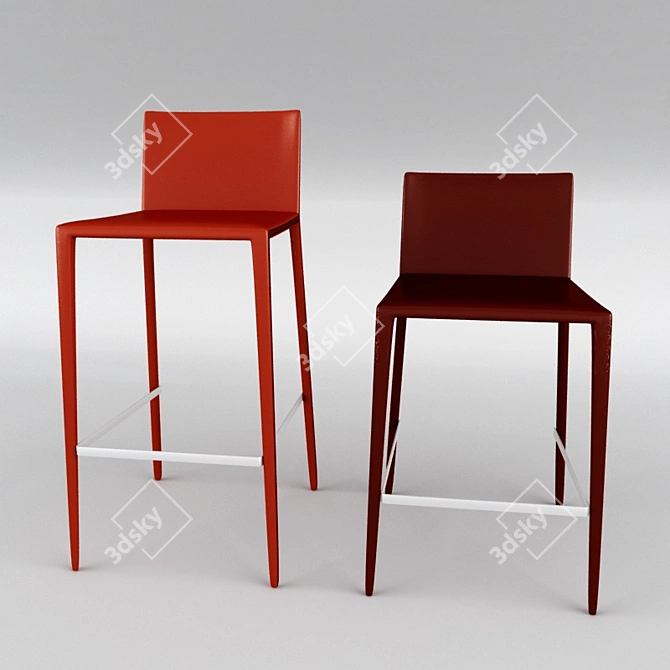 Modern Steel Upholstered Barstool 3D model image 1