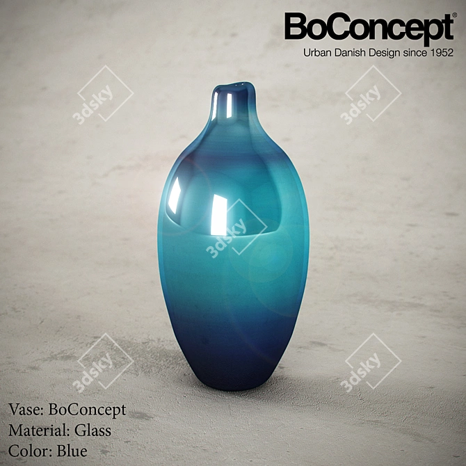 Elegant Blue Glass Vase 3D model image 1