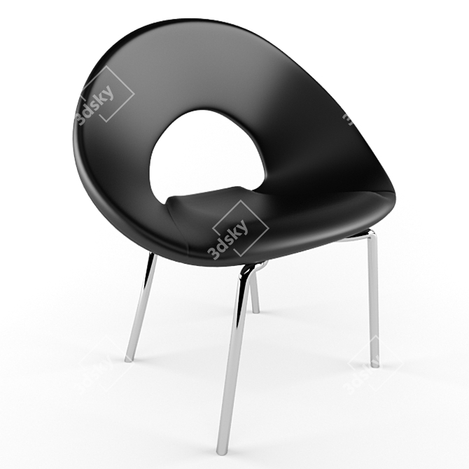 Ring Chair: Modern Designer Leather Chair with Chrome Finish 3D model image 1