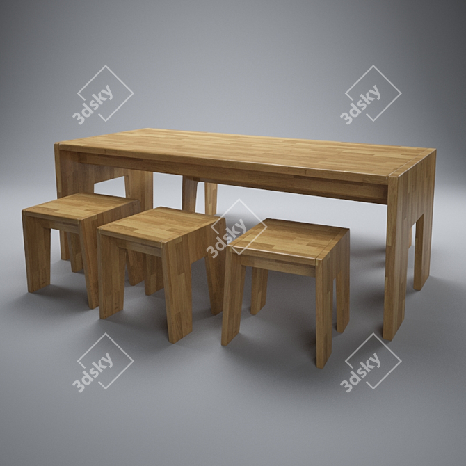 Relaxed Oak Dining Table 3D model image 1