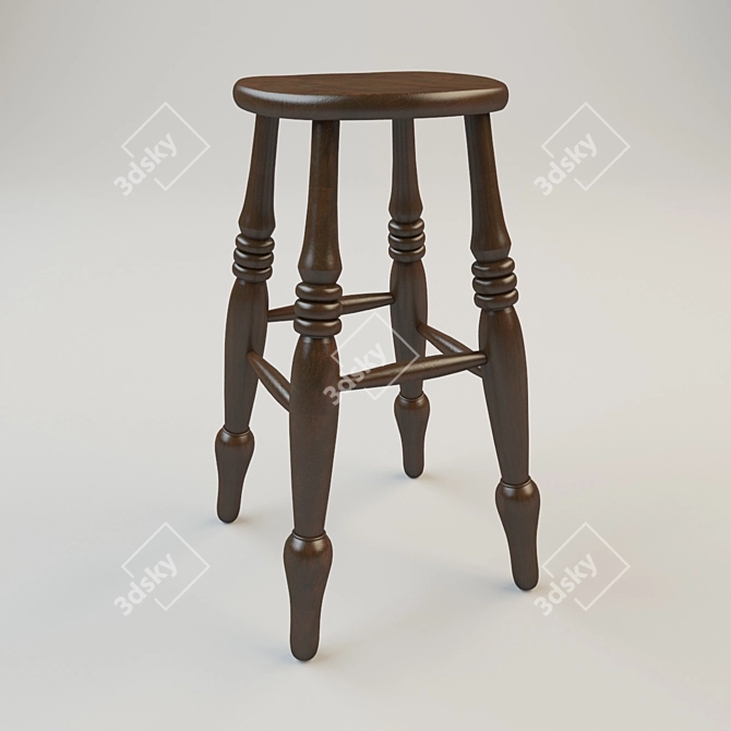 Classic English Bar Stool 3D model image 1