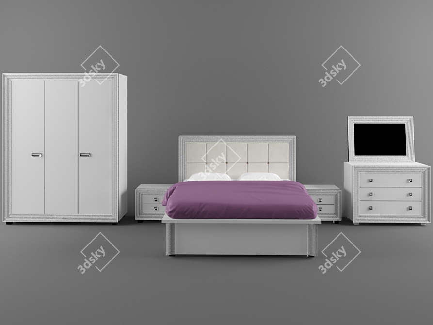 Luxurious Diamond Bedroom Set 3D model image 1