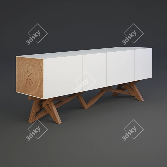 Contemporary 4-Door Chest 3D model image 1