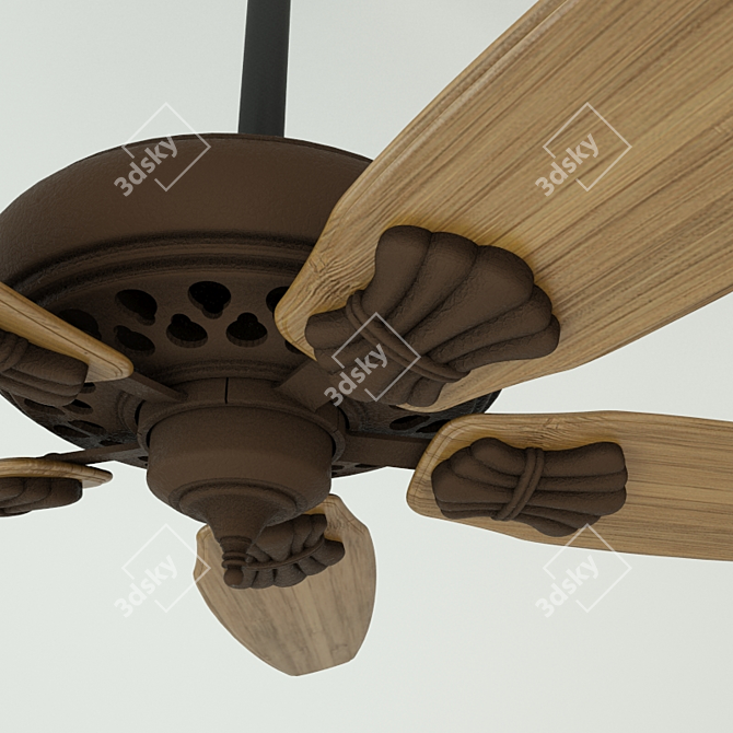 Hunter Fellini 60" Ceiling Fan: Provencal Crackle Finish, Carved Wood Blades 3D model image 2