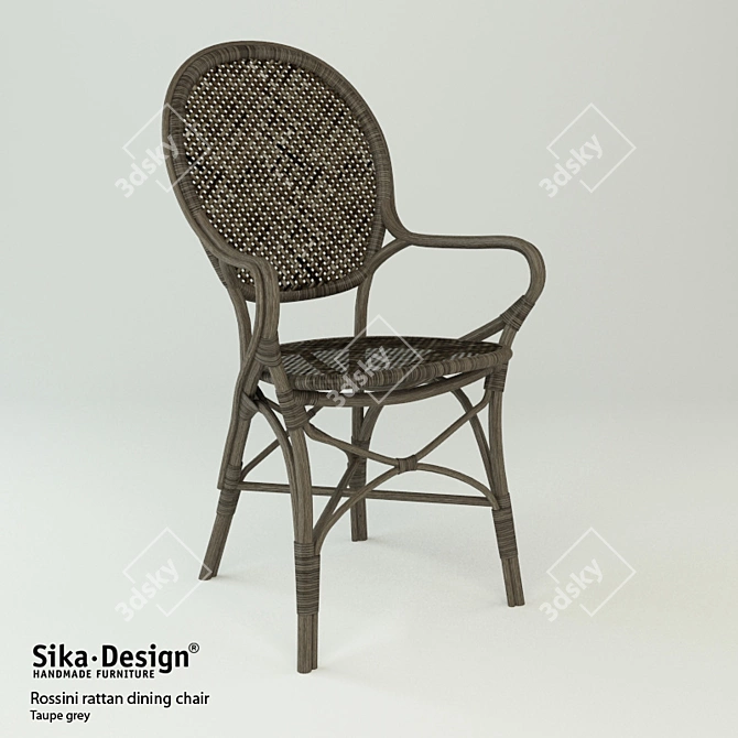 Elegant Rossini Rattan Dining Chair 3D model image 1