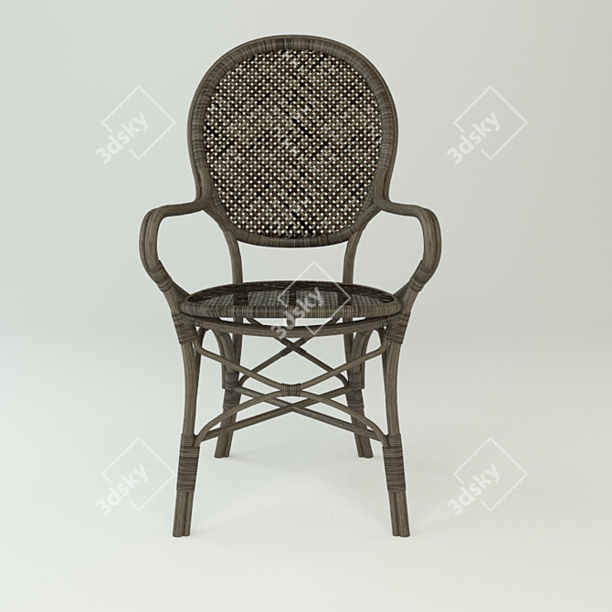 Elegant Rossini Rattan Dining Chair 3D model image 2