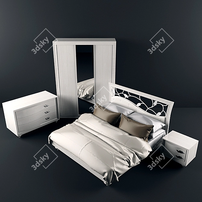 Modern Olivia Bedroom Set 3D model image 1