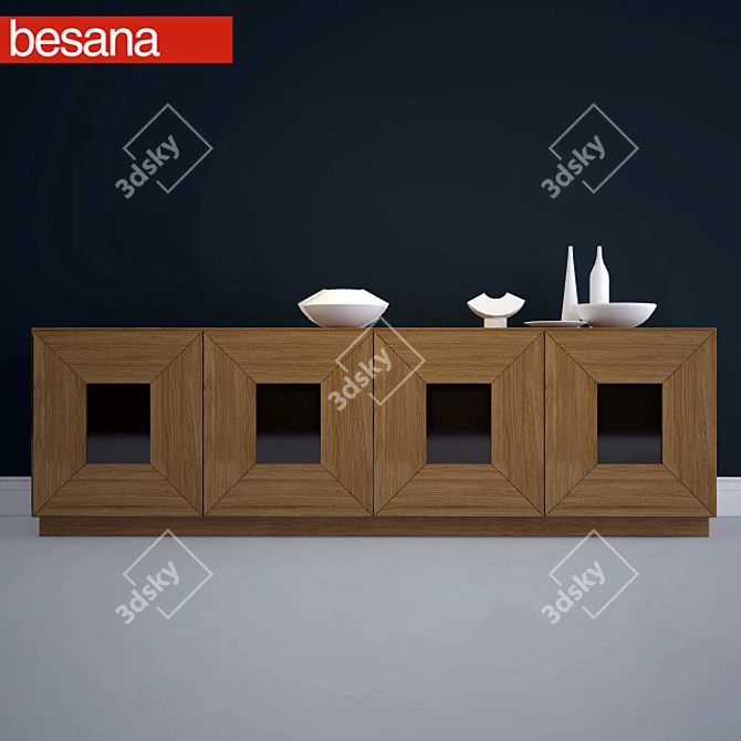 Elegant Fly Walnut Cupboard 3D model image 1