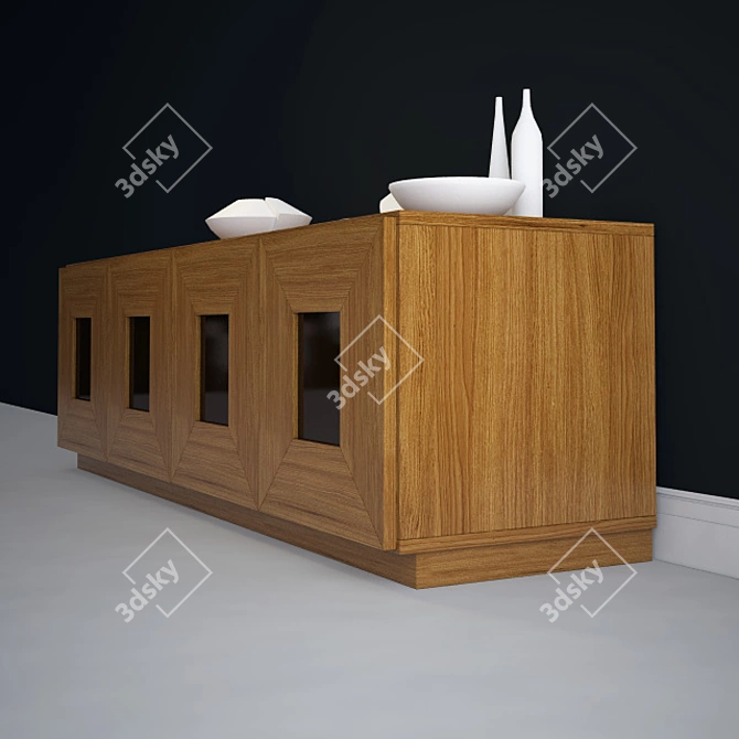 Elegant Fly Walnut Cupboard 3D model image 2