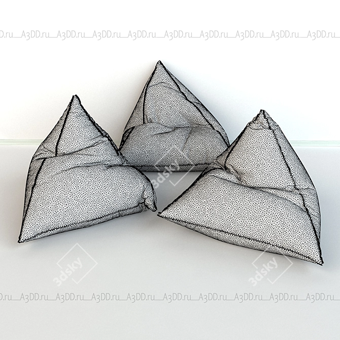 Comfy Triangular Floor Cushions 3D model image 2