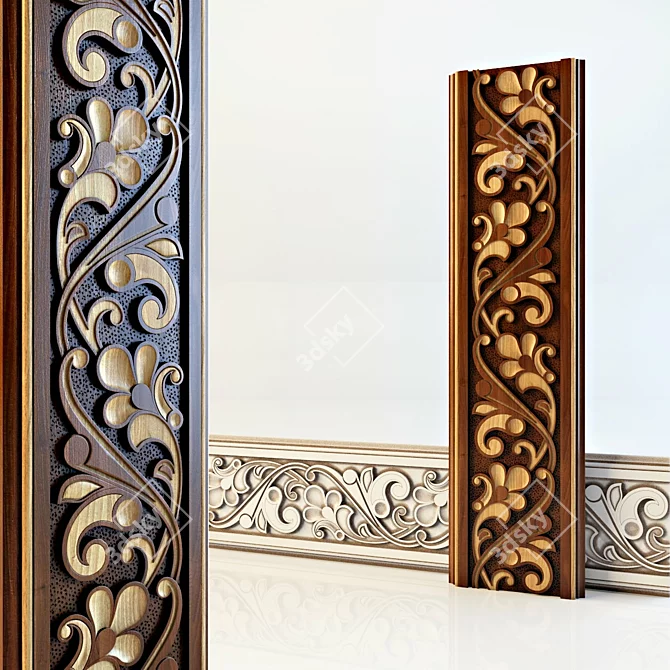 Exquisite Uzbek Woodcarving 3D model image 1