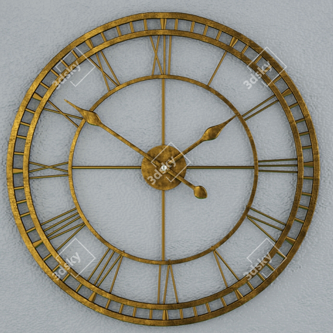 Elegant Wrought Iron Clock 3D model image 1