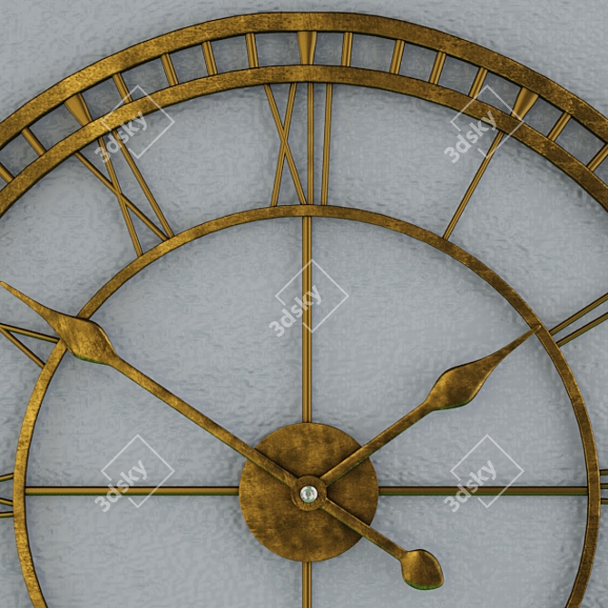 Elegant Wrought Iron Clock 3D model image 2