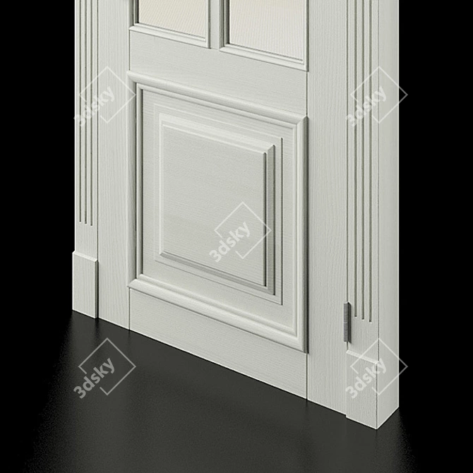Elegant Wooden Door with Mirror 3D model image 3