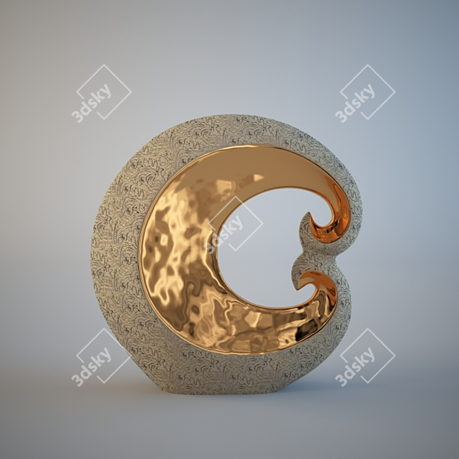 Golden Ceramic Figurine: Elegant Home Decor 3D model image 1