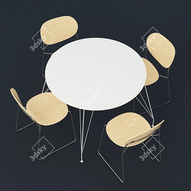 Sleek Swedese Olive Chair & 
Desiree Table Set 3D model image 1