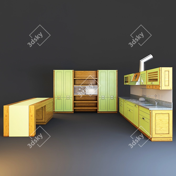 Sleek Patrizia Kitchen 3D model image 2