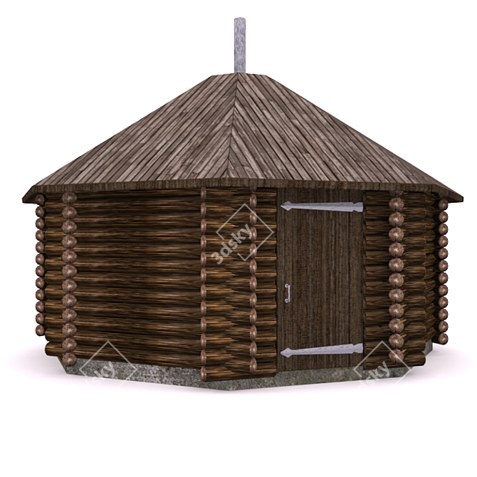 Rustic Log Cabin: An Ancient Dwelling 3D model image 1