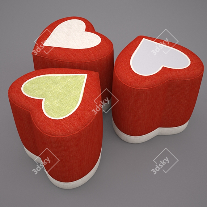 Heart-shaped Ottoman: Versatile, Stylish & Romantic 3D model image 1