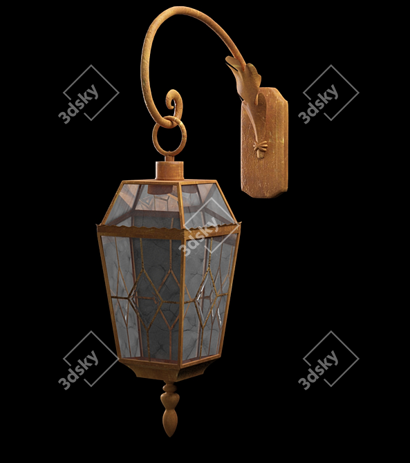 Vintage Brass Street Lantern 3D model image 1