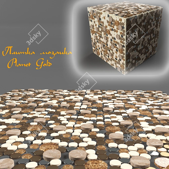 Safari Gold Mosaic Tile 3D model image 1