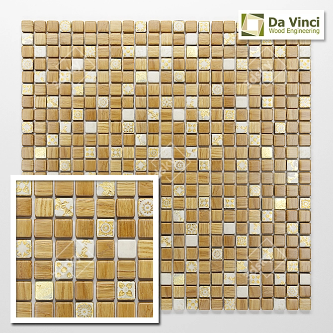 DaVinci Wood and Ceramic Wall Mosaic 3D model image 1
