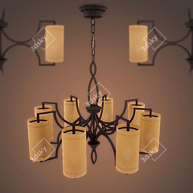 Glamorous Distressed Bronze Chandelier 3D model image 1