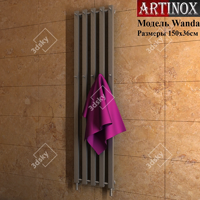 Sleek Stainless Steel Towel Rack 3D model image 1