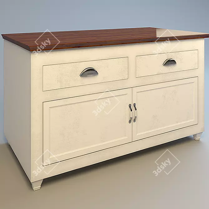 Vintage White Sideboard: Rustic Charm for Your Home 3D model image 1