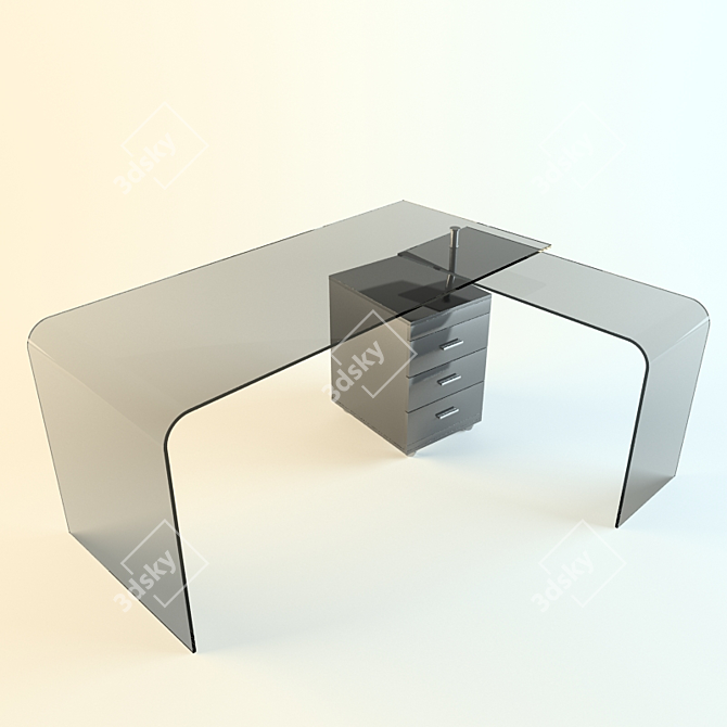 Tinted Glass Custom Corner Table 3D model image 1