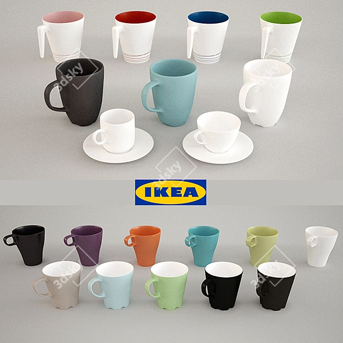 Stylish Ikea Cup Set 3D model image 1