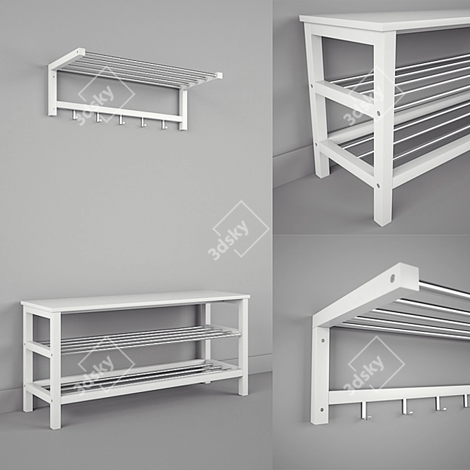 IKEA CHUSIG/TJUSIG - Bench and Shelf 3D model image 1