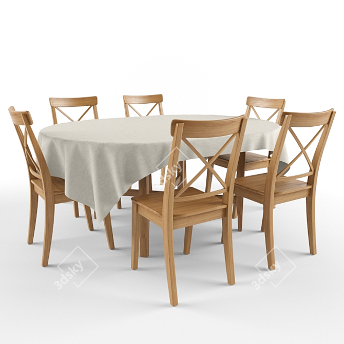 IKEA LEKSVIK-INGOLF Dining Set 3D model image 1