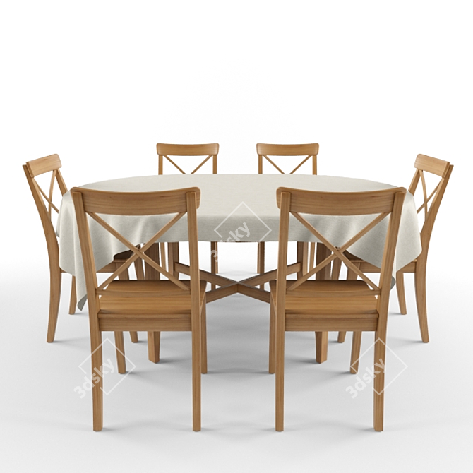 IKEA LEKSVIK-INGOLF Dining Set 3D model image 2