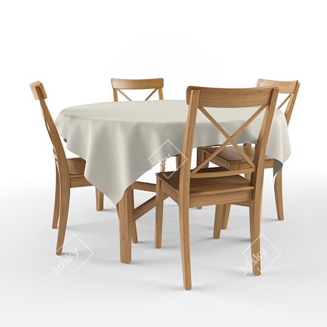 IKEA LEKSVIK-INGOLF Dining Set 3D model image 3