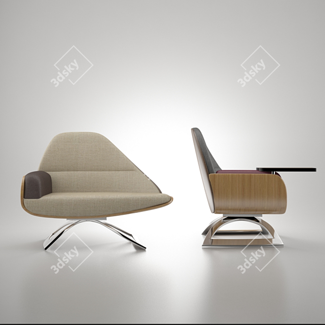 Stylish Ergonomic Chair: 1120 x 580 x 895 mm 3D model image 2