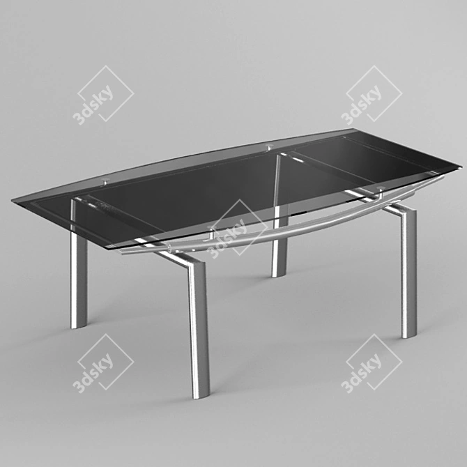 Glossy Dark Glass Dining Table 3D model image 1