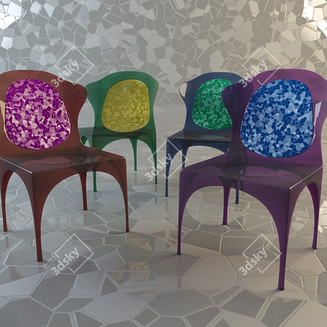 Color-Changing Plastic Chairs 3D model image 1