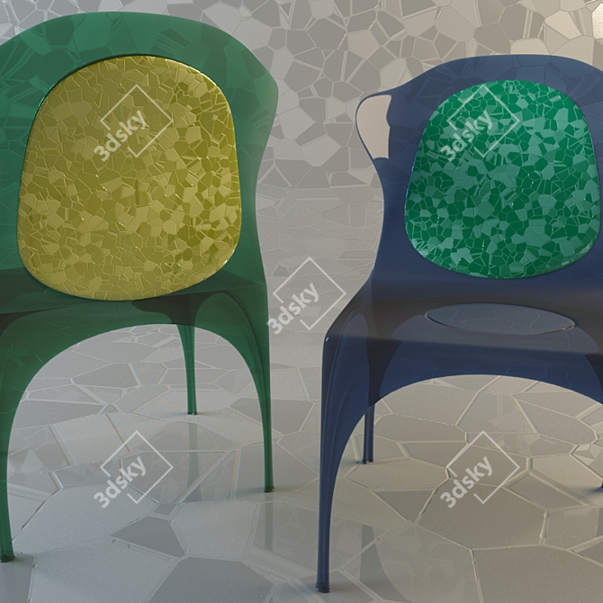 Color-Changing Plastic Chairs 3D model image 2