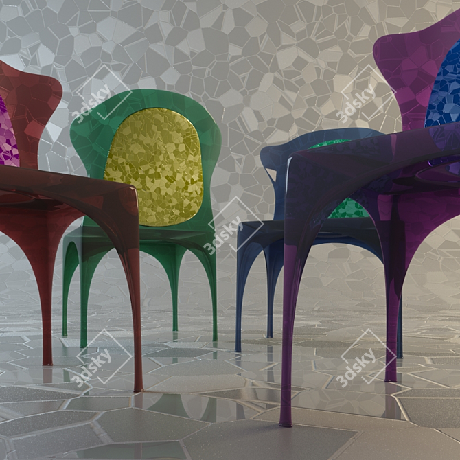 Color-Changing Plastic Chairs 3D model image 3