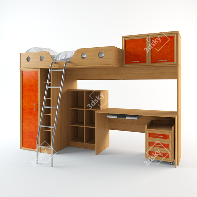 Versatile Child's Room Combo: 2800х940(1400)х2060 (LxWxH) 3D model image 1