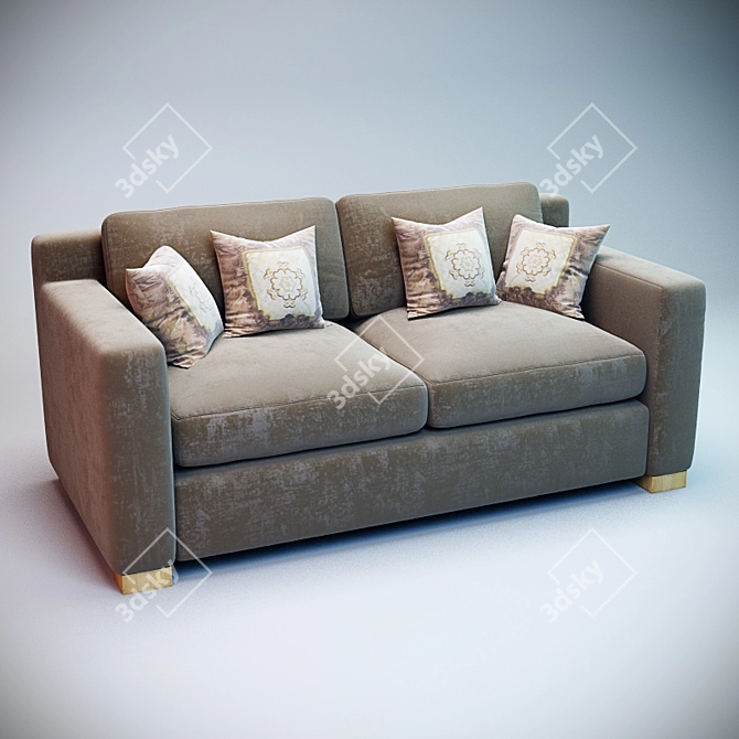 Cozy Velvet Sofa 3D model image 1