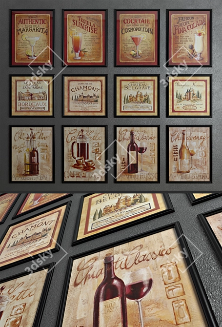 Vintage Poster Set 3D model image 1