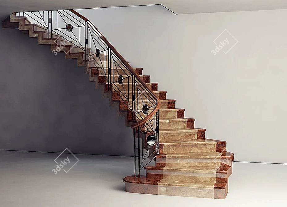 Sleek Steel Staircase 3D model image 1