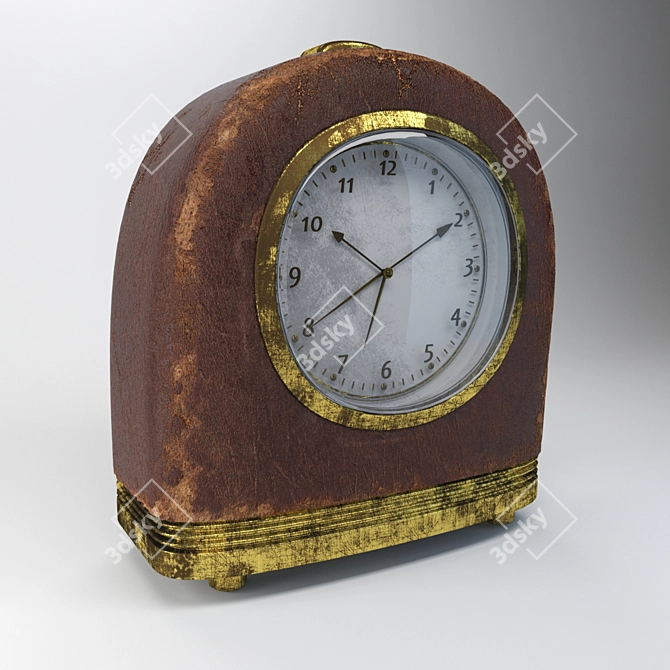 Vintage Leather-Trimmed Clock 3D model image 1