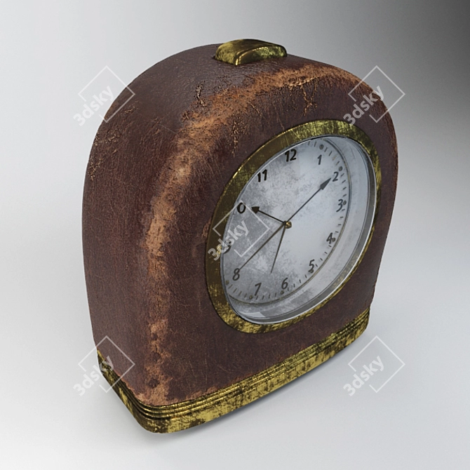 Vintage Leather-Trimmed Clock 3D model image 3