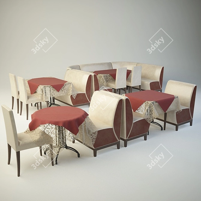 Cafe Chic Furniture Set 3D model image 1