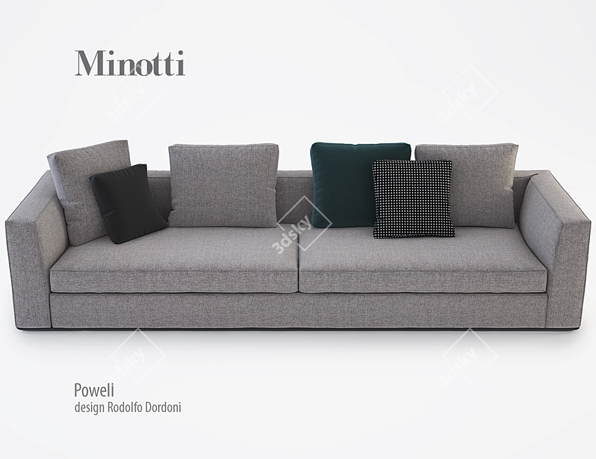 Title: Elegant Minotti Powell Sofa 3D model image 1