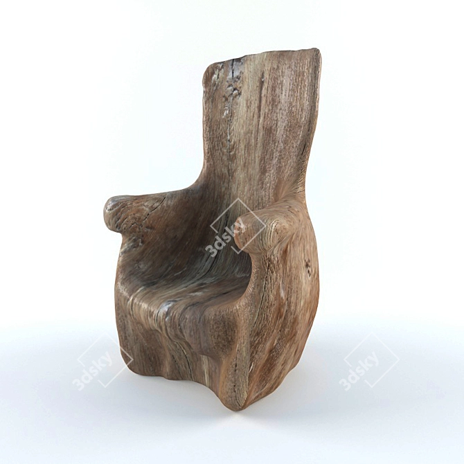 Elegant Wood Accent Chair 3D model image 1