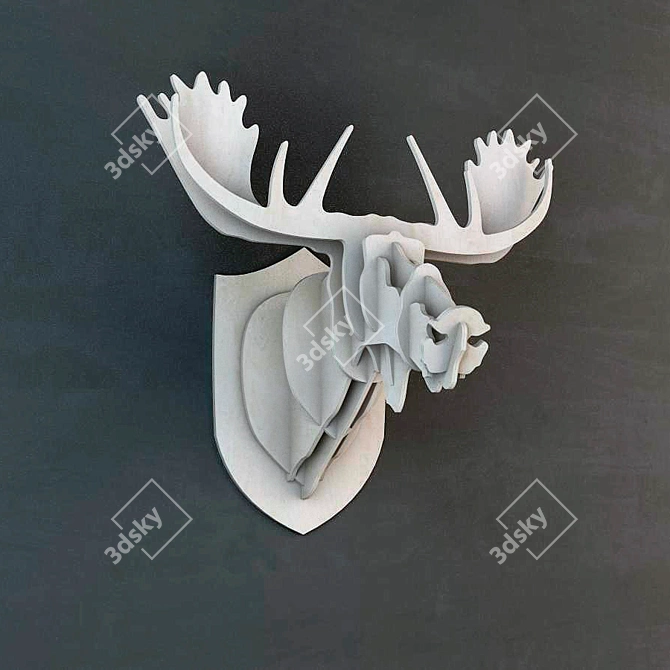 Title: Veneer Moose Head Sculpture 3D model image 1